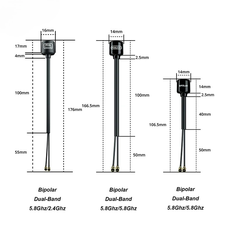 Antenna 2.4Ghz - Antena Bipolar de Doble Banda Flywoo