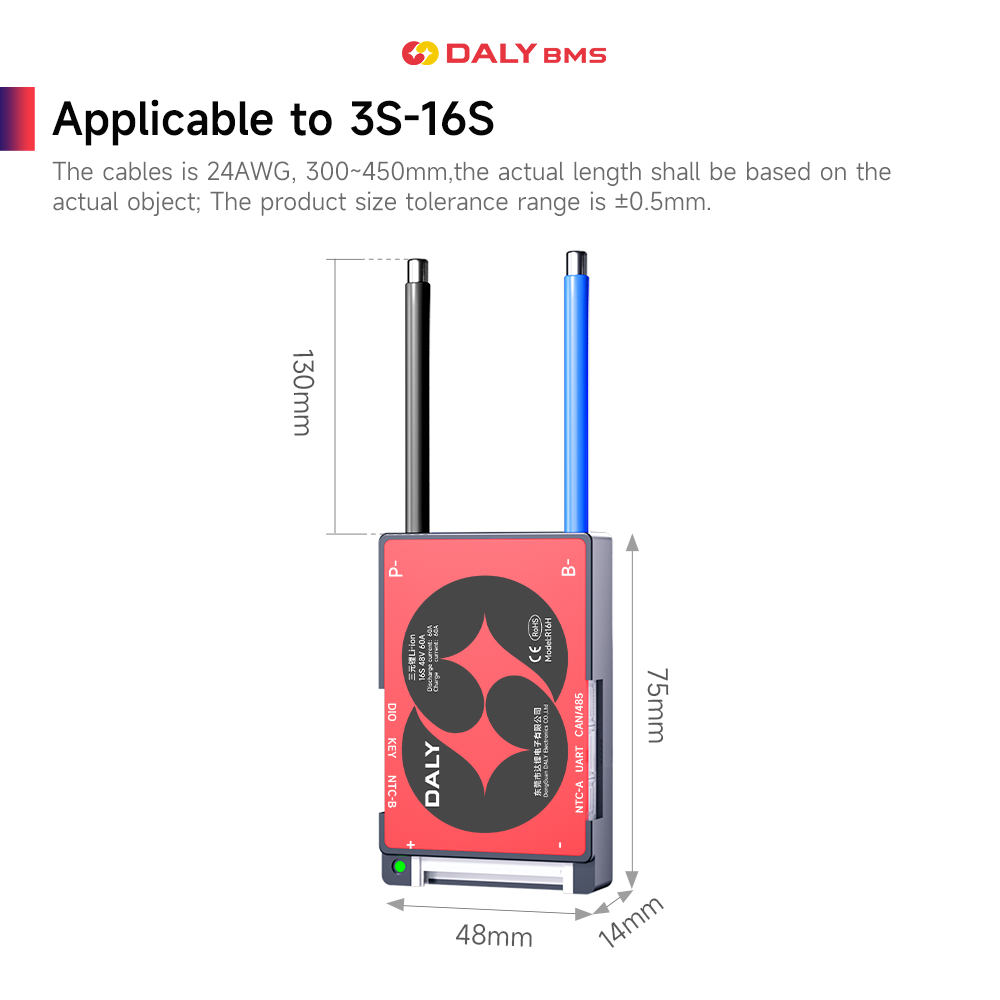 DALY Smart BMS 16S 60V 40A Li- - Proto Board reseña y precio